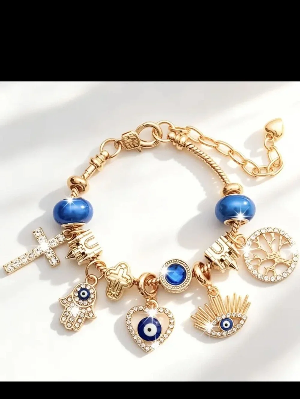 Evil Eye Gold Plated Charm Bracelet